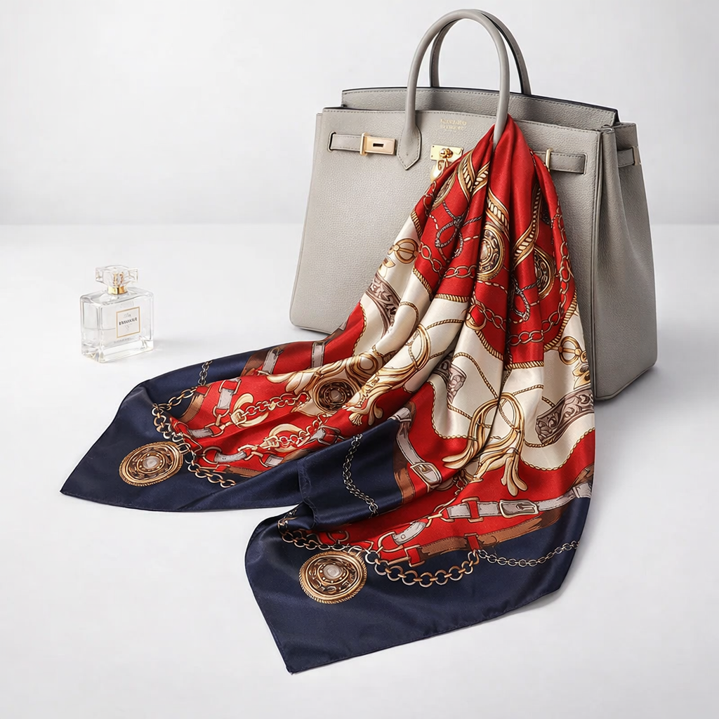 Printed Square Silk-Feel Scarf