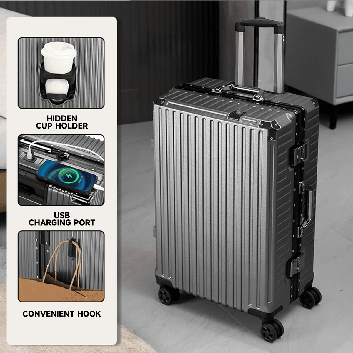 Premium Aluminum Rolling Suitcase
