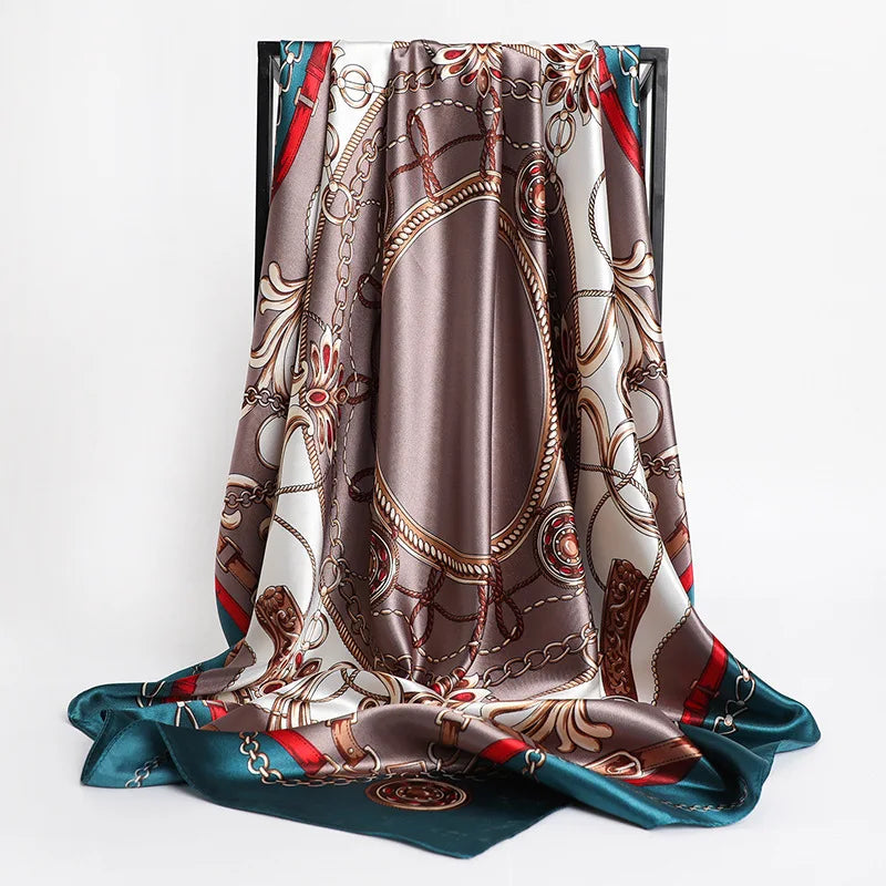 Printed Square Silk-Feel Scarf