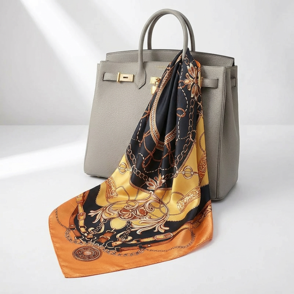 Printed Square Silk-Feel Scarf